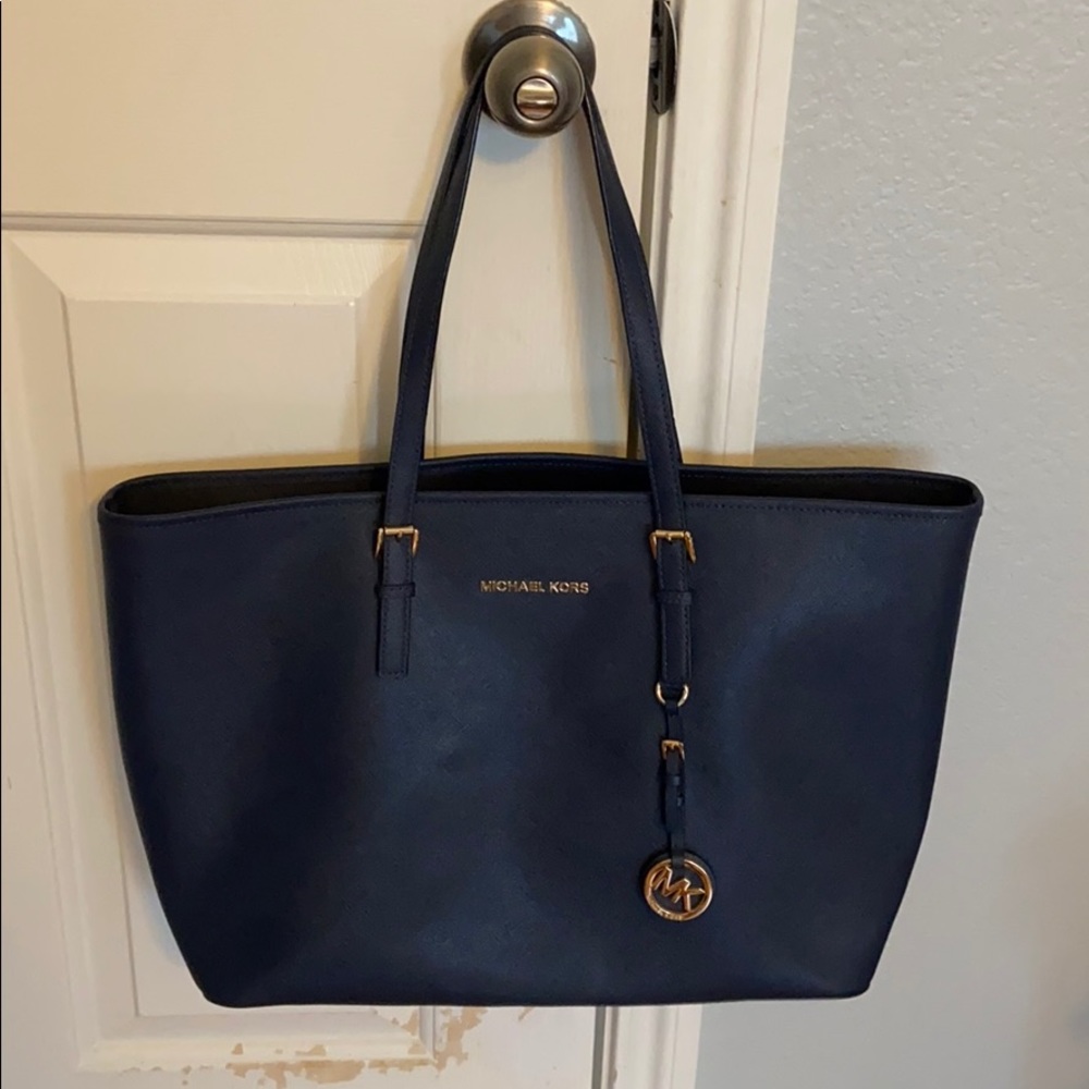 Michael Kors Navy Leather Tote